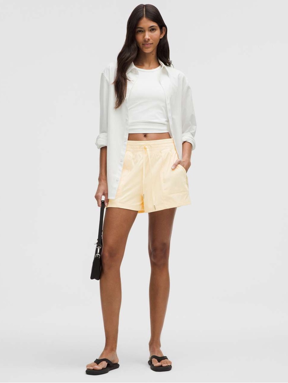 lululemon dance studio high rise shorts in buttercream colour
